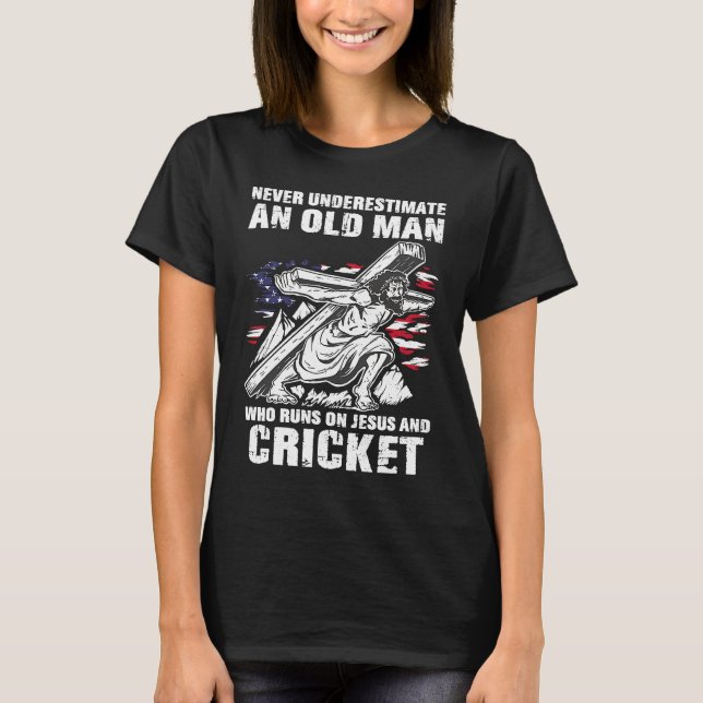 Cricket Dad Christian Cricket Player Grandpa T-Shirt (Vorderseite)