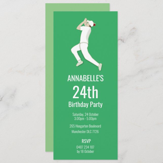 Cricket Einladung (Vorne/Hinten)