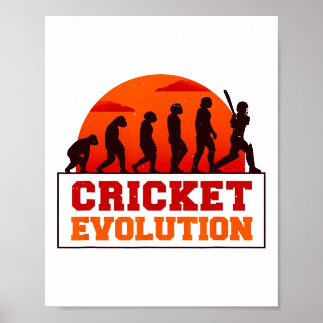 Cricket Evolutionn Funny Sport Fan Cricketer Novel Poster (Vorne)