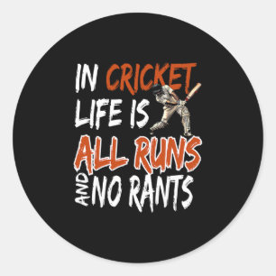 Cricket-Fan-Bekleidung leidenschaftlicher Cricket- Runder Aufkleber