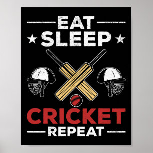 Cricket-Fans Cricket-Liebhaber Essen Schlafen Cric Poster