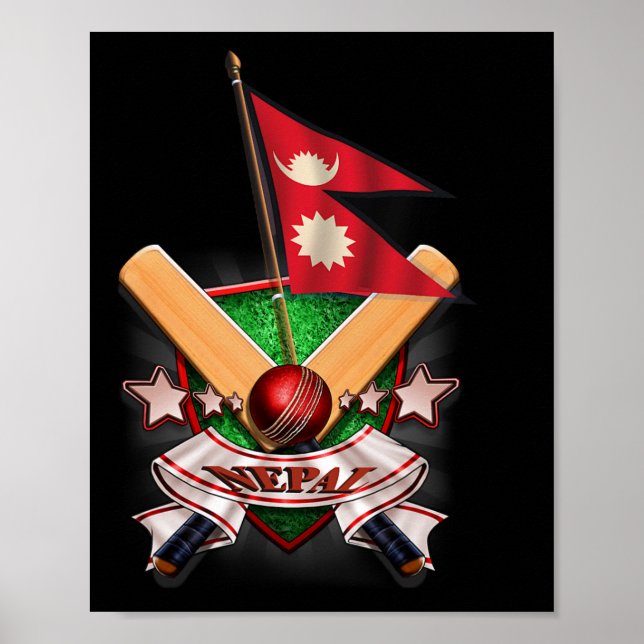 Cricket-Flagge von Nepal neu  Poster (Vorne)