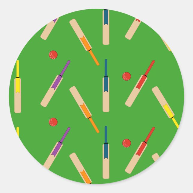 Cricket-Fledermäuse/ Bälle-Aufkleber Runder Aufkleber (Vorderseite)