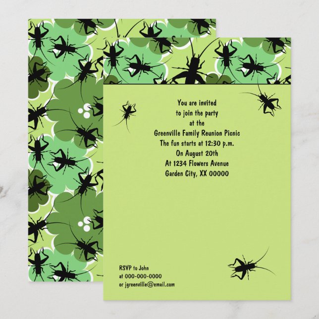 Cricket floral Pattern Family Picnic Einladung (Vorne/Hinten)