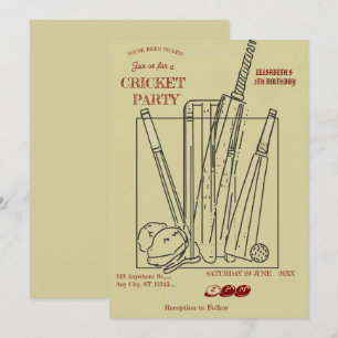 Cricket-Geburtstagsfeier Sporteinladung Einladung