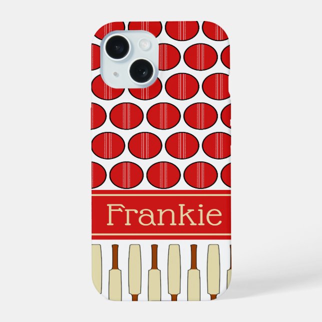Cricket gemustert individuelle Name iPhone 15 Hülle (Rückseite)