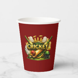 Cricket Gold Emblem Sport Inspired 8oz Paper Cup Pappbecher