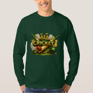 Cricket Gold Emblem Sport Inspiriertes Langarm-T-S T-Shirt