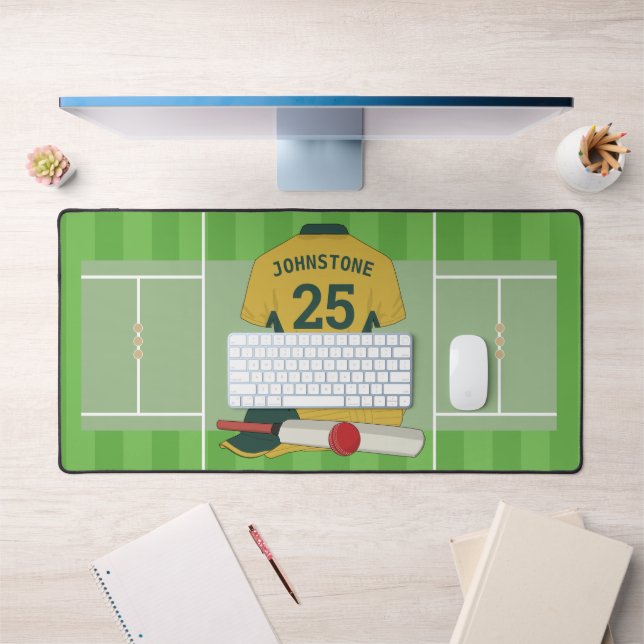 Cricket gold / Green Club Fan/Spieler Schreibtischunterlage (Büro 1)