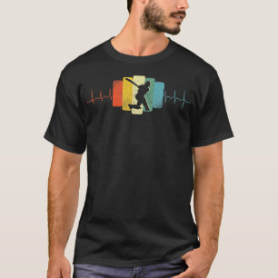 Cricket Heartbeat Cricket Sport EKG Vintag Retro T-Shirt