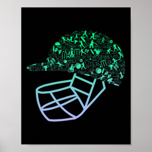 Cricket-Helm für Cricketspieler Jungen Cricket Poster