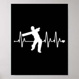 Cricket Herzschlag - Lustiger Cricketspieler Poster