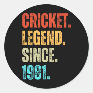 Cricket-Legende seit 1981 Retro Geburtstag Runder Aufkleber