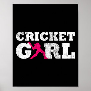 Cricket Mädchen Spieler Silhouette Sport Geschenk Poster