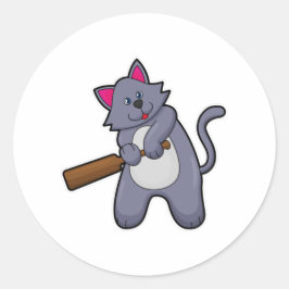 Cricket mit Cricket-Fledermaus Runder Aufkleber