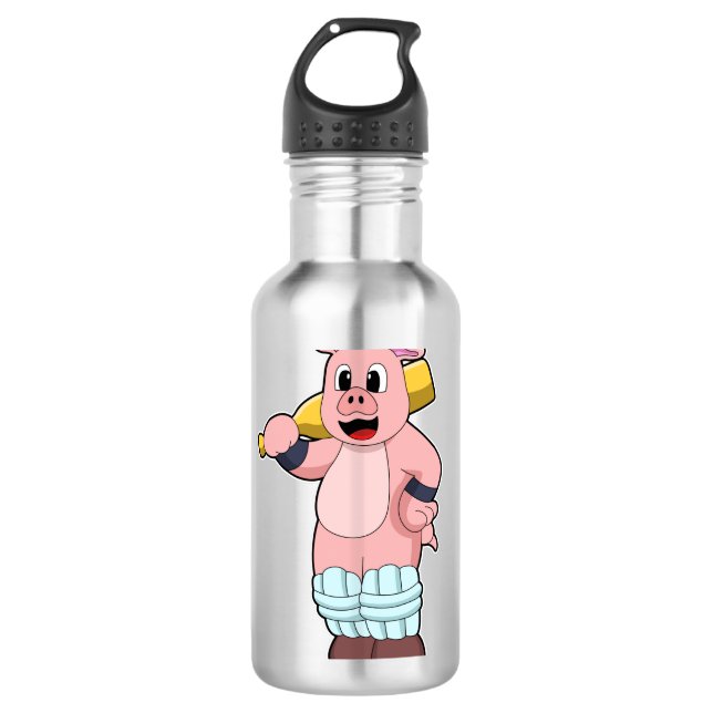 Cricket mit Cricket-Schläger Edelstahlflasche (Vorderseite)
