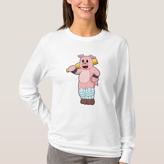 Cricket mit Cricket-Schläger T-Shirt (Vorderseite)