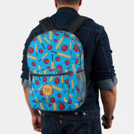 Cricket Player Bats und Balls Gemusterter Backpack Bedruckter Rucksack