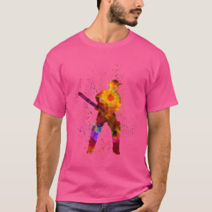Cricket-Player-Batsman-Silhouette in Aquarell7 T-Shirt