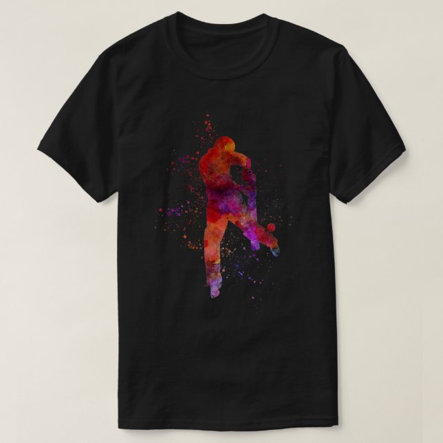 Cricket player batsman silhouette in watercolor11  T-Shirt (Design vorne)