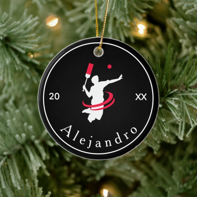 Cricket Player Coach Silhouette Schwarz-weiß Sport Keramik Ornament (Baum)