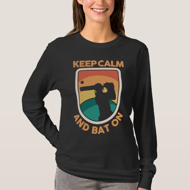 Cricket Player Cricketer Athlete Keep Calm And Bat T-Shirt (Vorderseite)