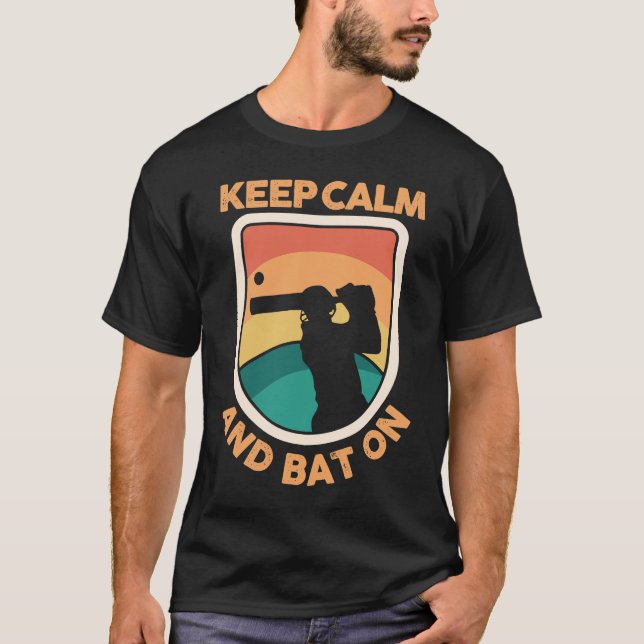 Cricket Player Cricketer Athlete Keep Calm And Bat T-Shirt (Vorderseite)