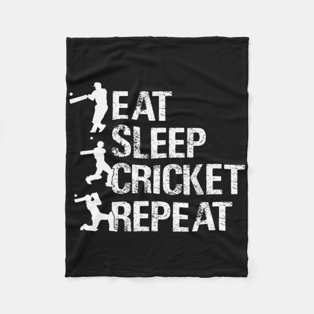 Cricket Player - Eat Sleep Cricket Repeat - Cricke Fleecedecke (Vorderseite)