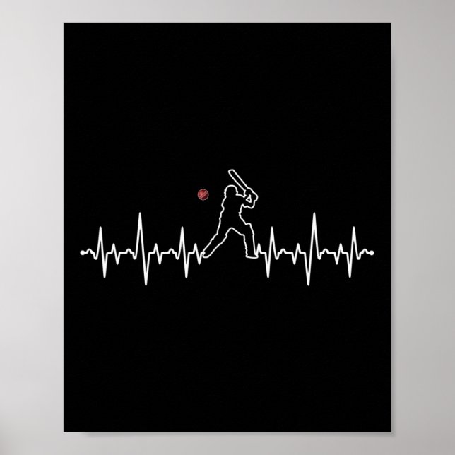 Cricket Player Heartbeat Cricket Gift  Poster (Vorne)