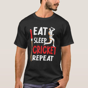 Cricket Player isst schlafende Cricket Wiederholun T-Shirt