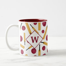 Cricket Player Monogramm Zweifarbige Tasse