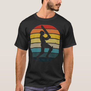 Cricket-Player-Silhouette auf einem angeschlagenen T-Shirt
