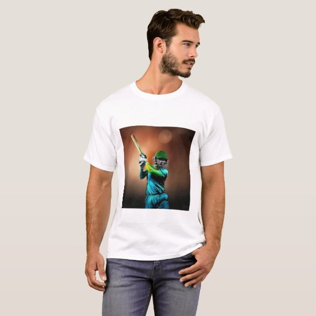 Cricket Player Stilvolles Design für T - Shirt (Vorne ganz)