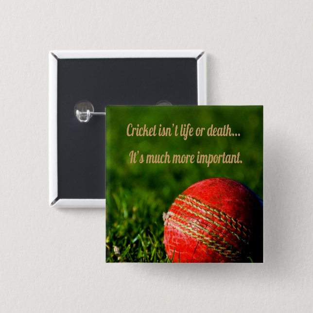 Cricket Red Ball Funny Motivierend Button (Vorne & Hinten)