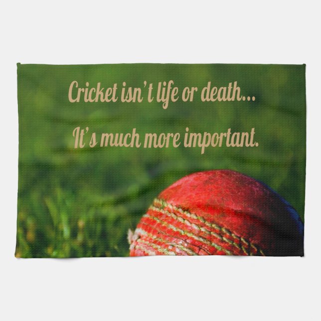 Cricket Red Ball Funny Motivierend Geschirrtuch (Horizontal)