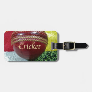 Cricket: Rote Hart-Ball-Kunst drucken Gepäckanhänger