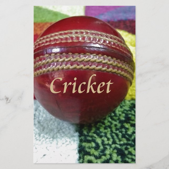Cricket: rote Kunsthandwerksdrucke Briefpapier (Vorderseite)