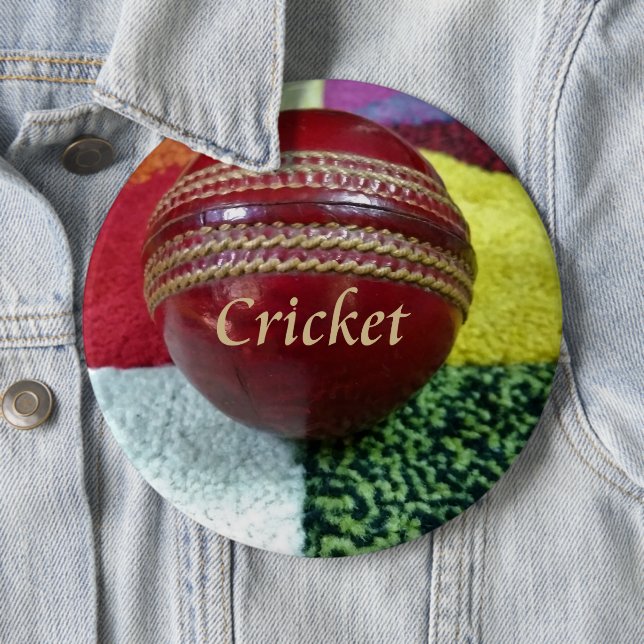 Cricket: rote Kunsthandwerksdrucke Button (Beispiel)