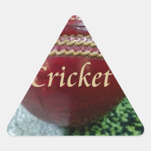 Cricket: rote Kunsthandwerksdrucke Dreieckiger Aufkleber