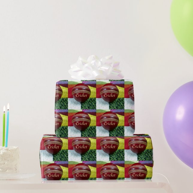 Cricket: rote Kunsthandwerksdrucke Geschenkpapier (Partygeschenke)