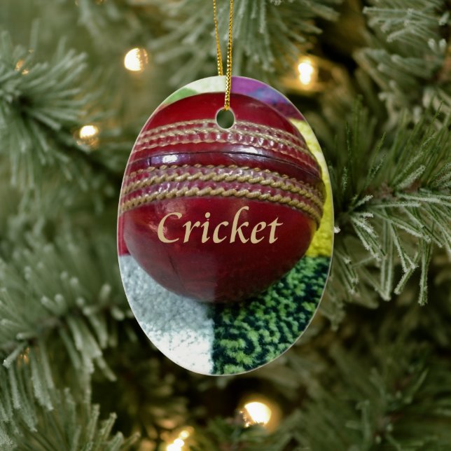 Cricket: rote Kunsthandwerksdrucke Keramik Ornament (Baum)