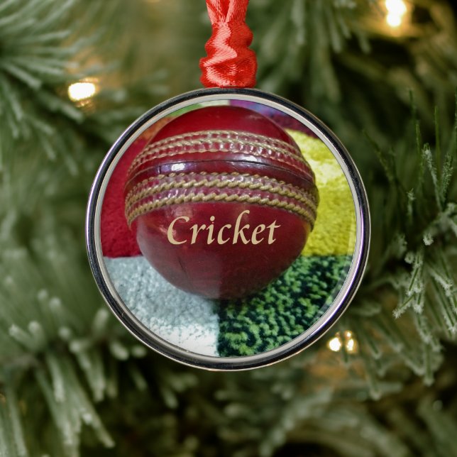 Cricket: rote Kunsthandwerksdrucke Ornament Aus Metall (Baum)