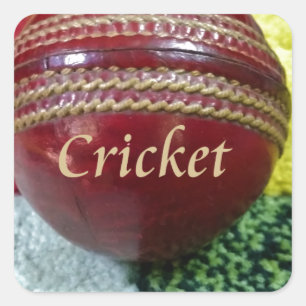 Cricket: rote Kunsthandwerksdrucke Quadratischer Aufkleber