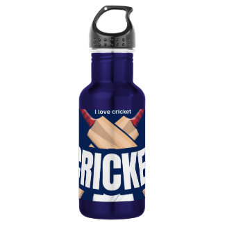 Cricket-Schläger mit Ball und geschriebenem Text Edelstahlflasche