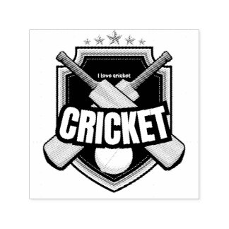 Cricket-Schläger mit Ball und geschriebenem Text Permastempel