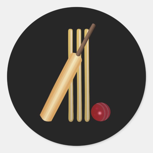 Cricket - Schläger, Schläger und Ball Runder Aufkleber (Vorderseite)