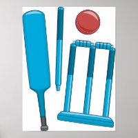 Cricket Set Sport Poster