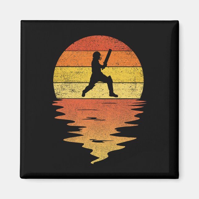 Cricket Shirt Retro Sunset 70s Vintage Cricket  Magnet (Vorne)