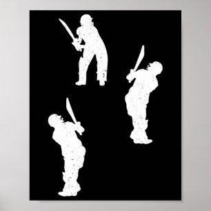Cricket-Silhouette Cricket-Spieler-Silhouetten Cri Poster