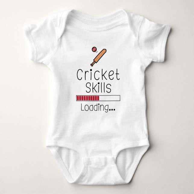 Cricket Skills Loading | Cricket Player Baby Strampler (Vorderseite)